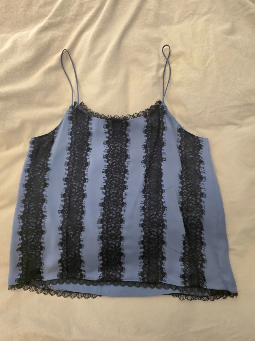 Alice + Olivia Blue Silk Lace-detail Cami